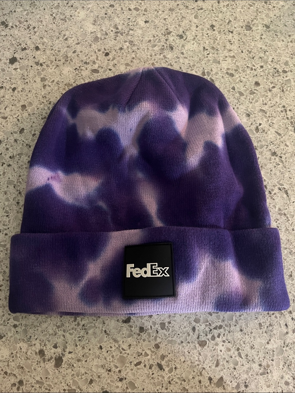 Dex Kids Purple Tie-Dye Cuffed Beanie with Logo Patch
